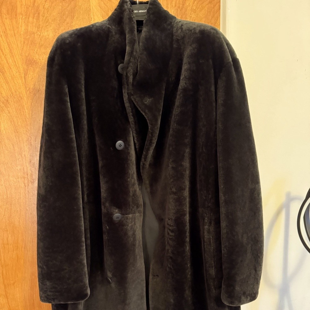 Giorgio Armani shearling coat black
